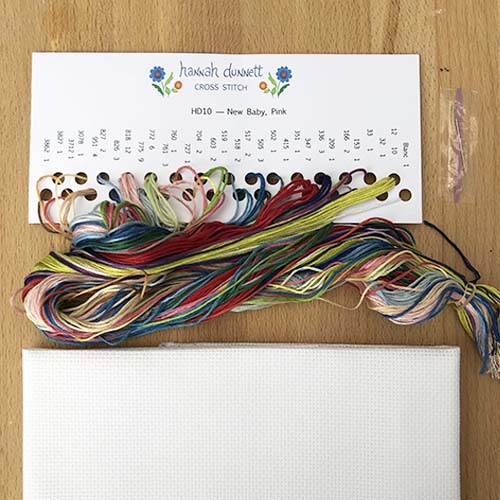 Hannah Dunnett New Baby Pink Cross Stitch Kit thread