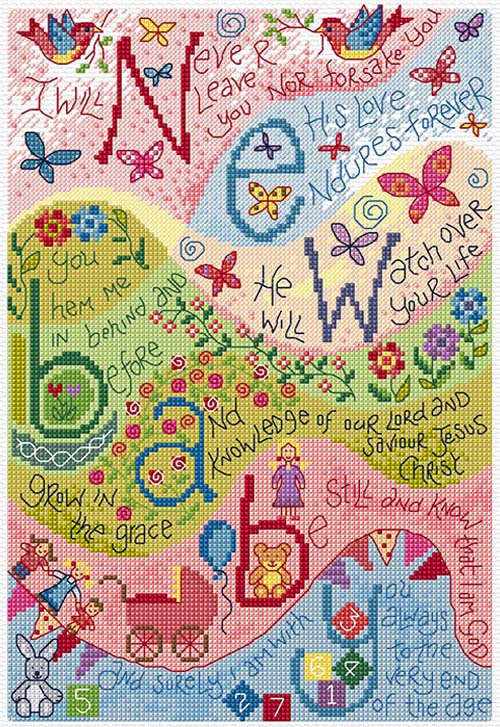 Hannah Dunnett New Baby Pink Cross Stitch Kit