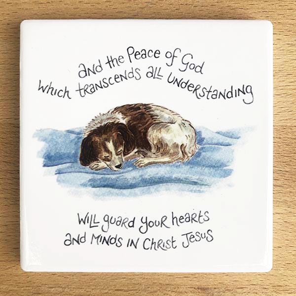 Hannah Dunnett Peace of God dog design coaster image