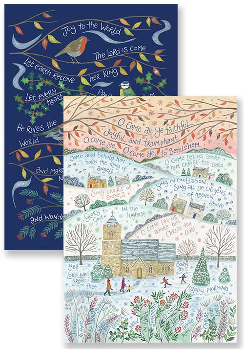 Hannah Dunnett Heaven and Nature Sing and O Come all Ye Faithful Christmas card pack