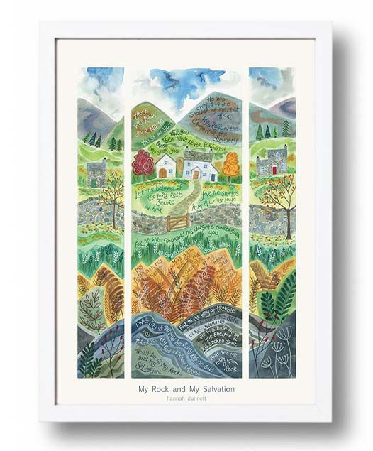 Hannah Dunnett My Rock and My Salvation A3 Poster white frame