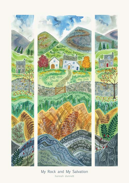 Hannah Dunnett My Rock and My Salvation Greetings Card and Poster