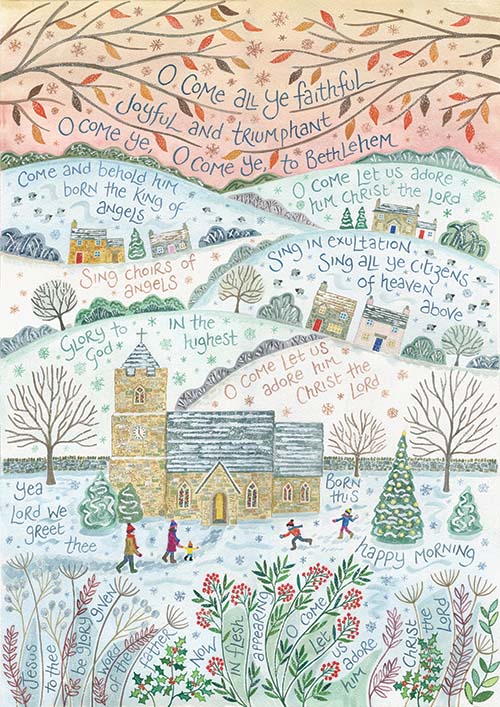 Hannah Dunnett O Come all ye Faithful Christmas Card A5
