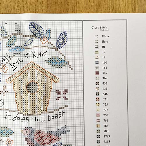 Hannah Dunnett Love is Patient Cross Stitch Kit chart image