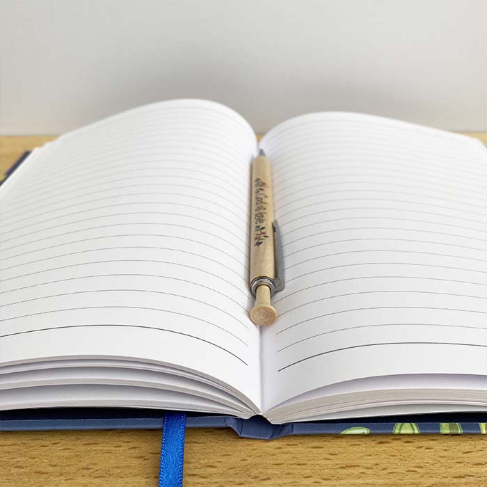 Hannah Dunnett Hope and a Future hardback journal open with pen image