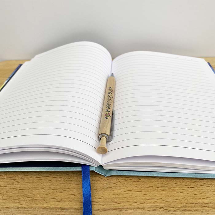 Hannah Dunnett I Will Sing hardback journal open with pen image