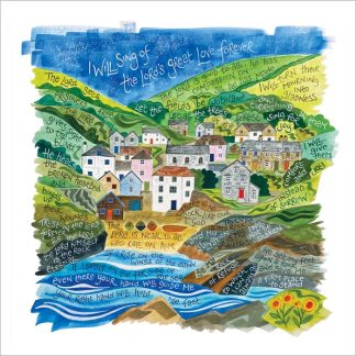 Hannah Dunnett The Lords Great Love Square Greetings card and poster