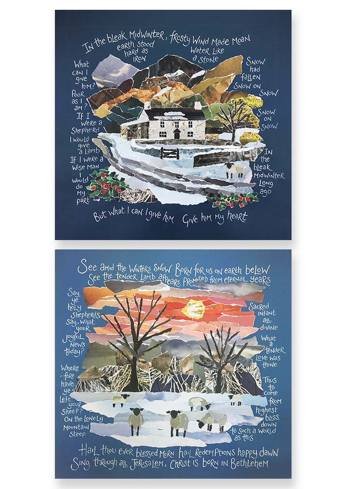 Hannah Dunnett Christ is Born in Bethlehem and What can I Give Him Christmas cards