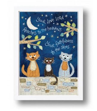 Hannah Dunnett Your Love Lord Reaches to the Heavens A4 poster white framed