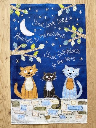 Hannah Dunnett Your Love Lord Reaches to the Heavens Tea Towel